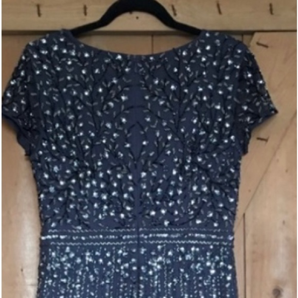 Full length beaded Navy Mother of the Bride formal - Picture 8 of 10